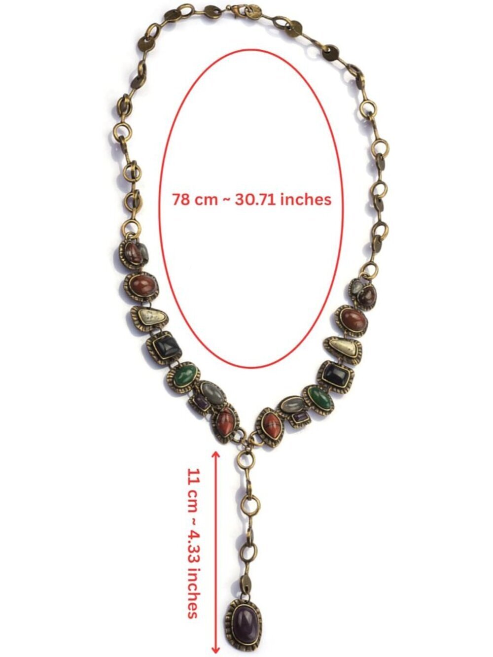 Bohemian Created Turquoise Beaded Y-Necklace, Turquoise-toned Multi-shaped Penda - Picture 2 of 8